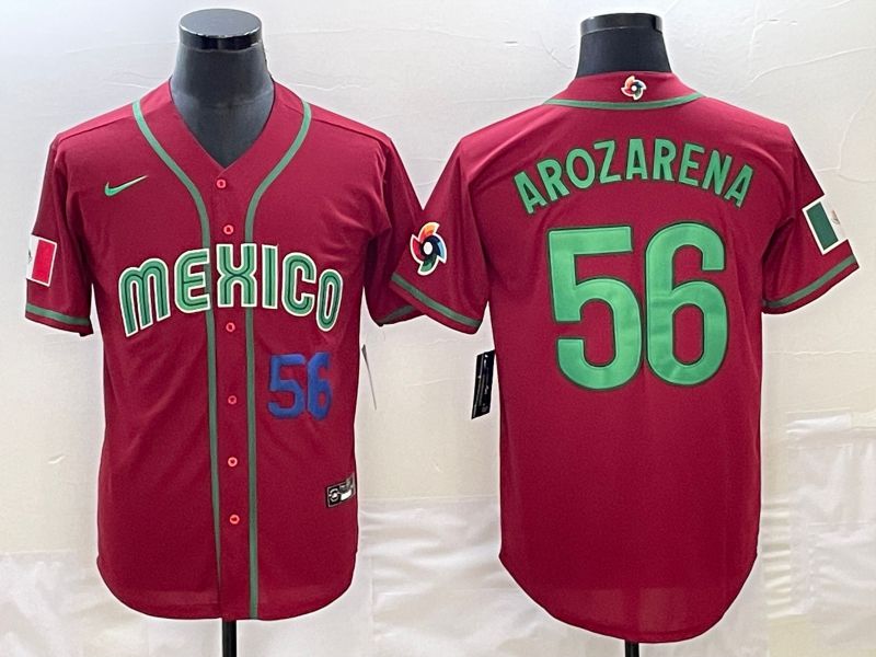 Men 2023 World Cub Mexico #56 Arozarena Red Nike MLB Jersey20->more jerseys->MLB Jersey
